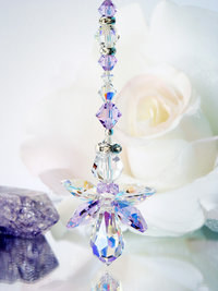 Guardian Angel Car Charm Purple Crystal Angel Rear View Mirror Charm Crystal Blue Designs