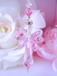 Crystal Angel Suncatcher, Rear View Mirror Car Charm, Pink Car Accessories, Angel Memorial Gift