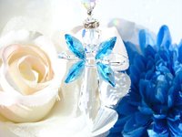 Crystal Angel Car Charm, Aqua Blue Angel Rearview Mirror Charm, Angel Memorial Gift
