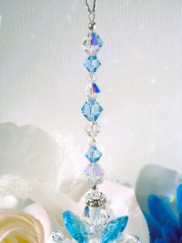 Crystal Angel Car Charm, Aqua Blue Angel Rearview Mirror Charm, Angel Memorial Gift