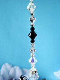 Angel Rear View Mirror Charm, Black and Silver Crystal Car Charm, Guardian Angel for Car, Rearview Mirror