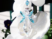 Crystal Angel Rear View Mirror Charm, Swarovski Crystal Angel Suncatcher for Car Rearview Mirror, Guardian Angel Memorial Gift