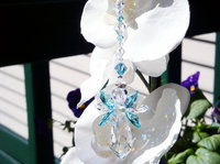 Crystal Angel Rear View Mirror Charm, Swarovski Crystal Angel Suncatcher for Car Rearview Mirror, Guardian Angel Memorial Gift