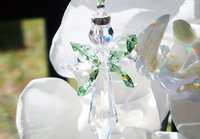 Guardian Angel Car Charm, Green Crystal Rear View Mirror Charm, Angel Memorial Gift