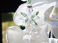 Crystal Angel Suncatcher, Green Guardian Angel Sun Catcher, Angel Memorial Gift, Swarovski Crystals