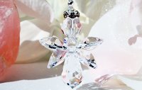 Crystal Angel with Cross Rear View Mirror Charm, Swarovski Crystals, Guardian Angel Car Charm, Angel Sympathy Gift