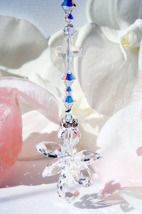 Crystal Angel with Cross Rear View Mirror Charm, Swarovski Crystals, Guardian Angel Car Charm, Angel Sympathy Gift