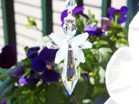 Angel Car Charm, Crystal Guardian Angel Rear View Mirror Charm, White Opal, Angel Memorial Gift, Car Accessories