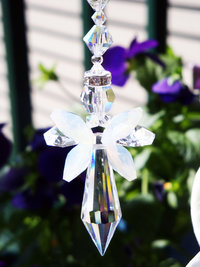 Angel Car Charm, Crystal Guardian Angel Rear View Mirror Charm, White Opal, Angel Memorial Gift, Car Accessories