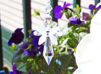 Angel Car Charm, Crystal Guardian Angel Rear View Mirror Charm, White Opal, Angel Memorial Gift, Car Accessories