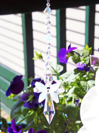 Angel Car Charm, Crystal Guardian Angel Rear View Mirror Charm, White Opal, Angel Memorial Gift, Car Accessories