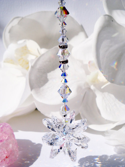 RESERVED LISTING 2 Crystal Car Charm, Swarovski Crystal Rear View Mirror Charm,  Car Accessories