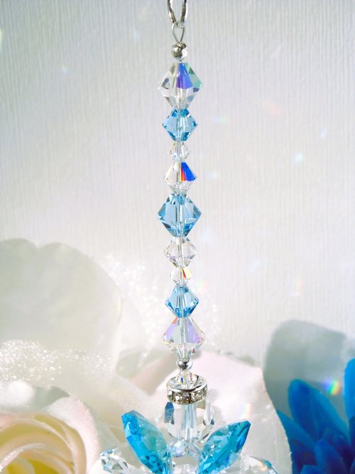 Crystal Angel Car Charm, Aqua Blue Angel Rearview Mirror Charm, Angel Memorial Gift