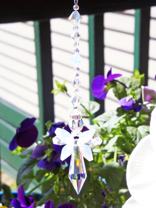 Angel Car Charm, Crystal Guardian Angel Rear View Mirror Charm, White Opal, Angel Memorial Gift, Car Accessories