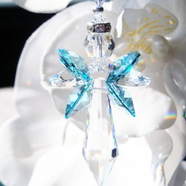 Angel Car Charm – Guardian Crystal Suncatcher for Rearview Mirror, Memorial Gift & Car Accessory